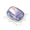Winter Landscape Print Pill Box 2 Compartment Small Pill Case with Mirror Pill Organizer Portable Medicine Pillbox for Travel Pocket Purse view 3