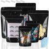 200 Mylar Bags for Food Storage 6X9 Mylar Bags with Window Large Candy Packaging Resealable Bags Black Stand Up Pouches Edible Packaging for Small Business view 1