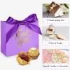DOYIDE 100 Pack Small Thank You Gift Bags, 4.5x1.8x3.9in Party Favor Bags Boxes with Bow Ribbon, Small Paper Gift Bags with Gold Foil Printed, Mini Candy Treat Bags for Birthday Wedding Party Holiday view 2