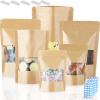 150 Kraft Mylar Bags for Food Storage 6X9 Mylar Bags with Window Candy Packaging Resealable Bags Reclosable Small Stand Up Pouches Edible Packaging, Kraft Paper Bags for Small Business view 1