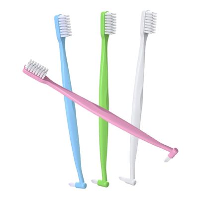 minkissy 4pcs Double-Ended Ergonomic Toothbrush Multi-use Interdental Cleaning Tools for Braces Dentures and Daily Oral Care Compact Design Blue White Pink Green