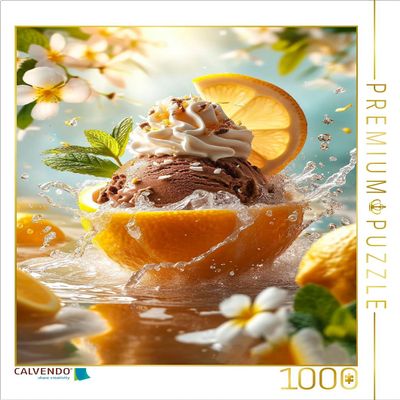 CALVENDO Puzzle Chocolate ice Cream with Mint and Cream Topping, Served in a Lemon Bowl | Size