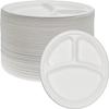 100 Pack 10 INCH 3 COMPARTMENTS Bagasse Plates 100% Disposable 3 Compartment Plates Eco-Friendly Disposable (100 Pack) (100 Pack) view 1