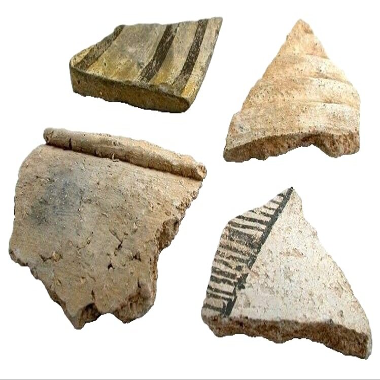 NineLife Basics 4 Pieces Antique Pottery Shard American Indian Artifacts AP9/22824, Standard, Silver