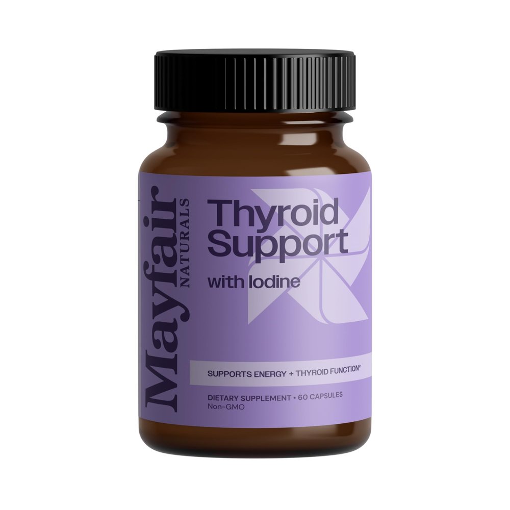 Mayfair Naturals Thyroid Support with Iodine, Natural Supplement for Women and Men, Supports Energy and Thyroid Health, 60 Capsules