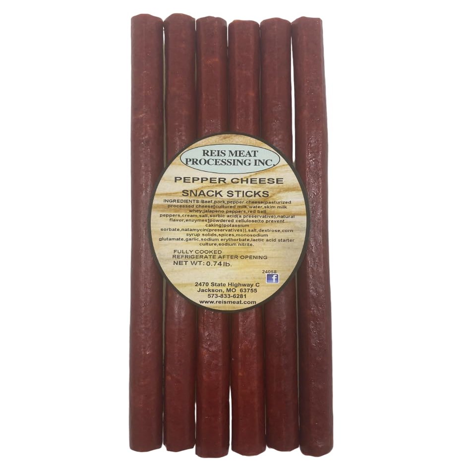 Reis Meat Peppercheese Snack Sticks - 2 Packs of 12 Oz. Snack Sticks, Large