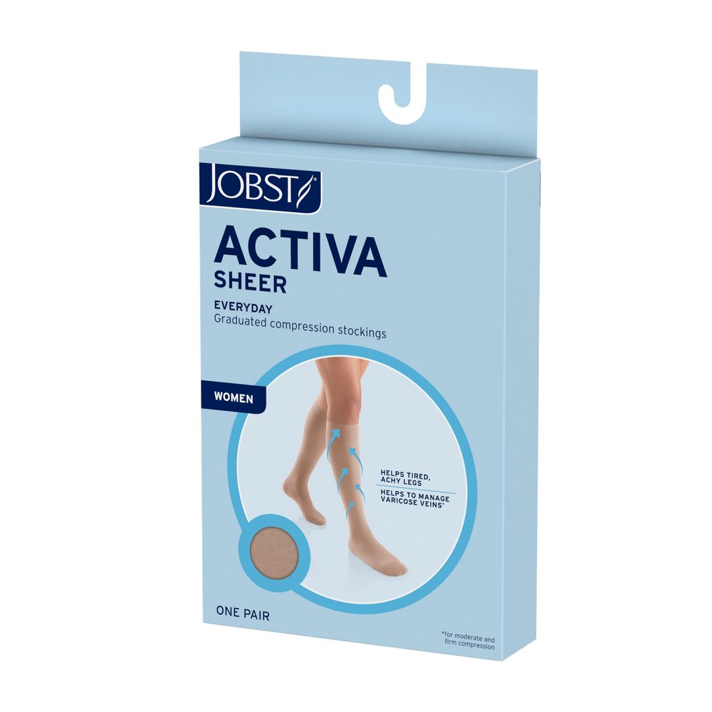 JOBST Activa Sheer 20-30 mmHg Compression Stockings Waist High, Closed Toe, Sun Bronze, X-Large