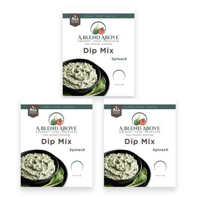 A Blend Above Spinach Dip Mix, 3 Packs, 1 oz. Each, Mixed Seasoning Packet, Gluten-Free, No MSG, All Natural, No Preservatives, Vegetable Dip, Low Carb, Easy to Make