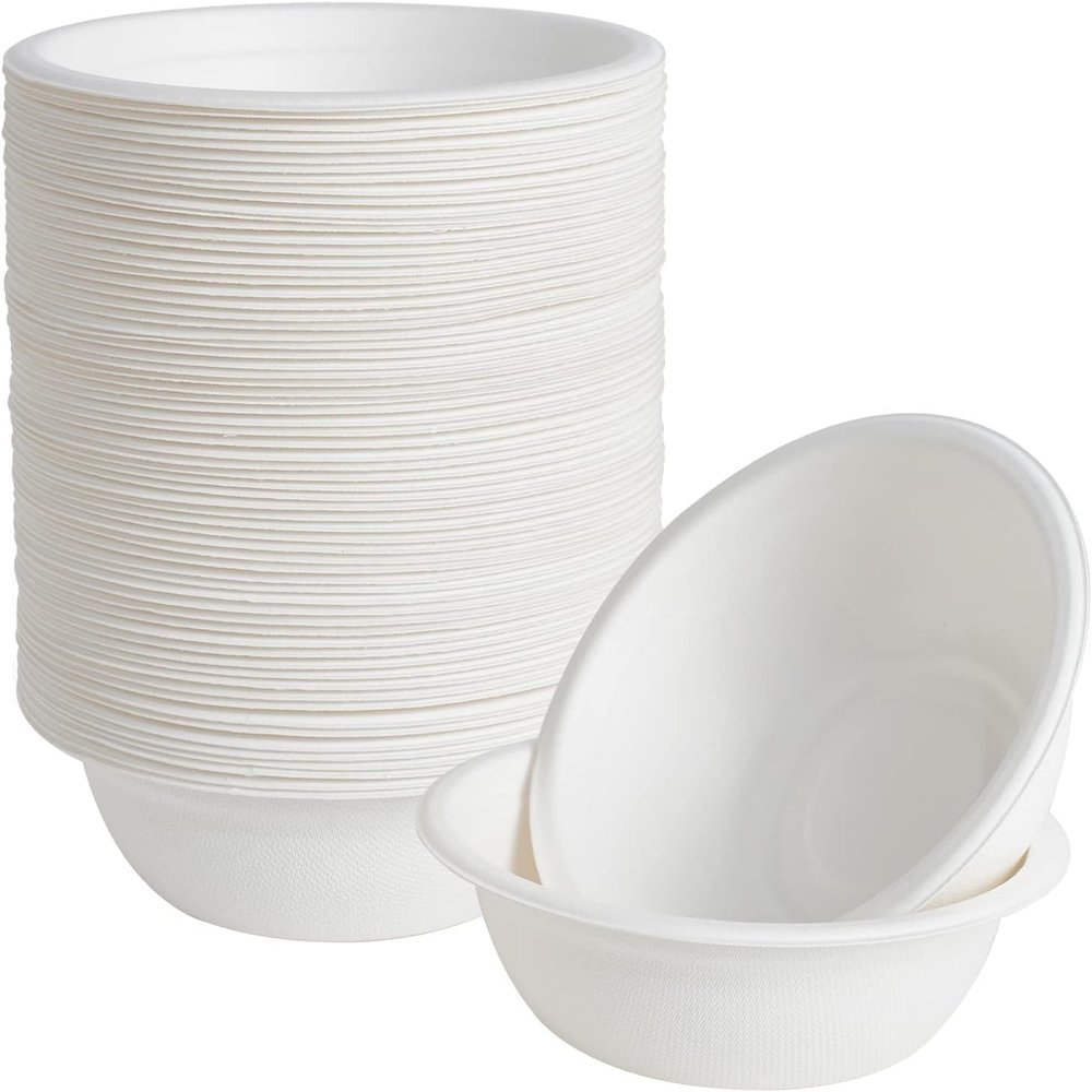 1000 Pack 12 oz Paper Bowls, Disposable Compostable Bowls Heavy-Duty, Biodegradable Soup Bowls Made of Natural Bagasse, Eco-Friendly Sugarcane Bowls for Salad, Dessert, Milk, Cereals (1000 Pack)