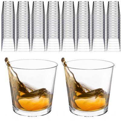 DecorRack 1 Oz Shot Glasses, 120 Hard Clear Plastic Shot Cup, Disposable Party Cups, Mini Cups Shot Glasses (120 Pack)