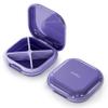 ONTERATE Small Pill Case, Travel Pill Organizer, Small Pill Box, Pill Container for Purse 4 Compartments, Daily Compact Travel Medicine Holder for Vitamins Medication (Purple) view 1