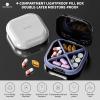 ONTERATE Small Pill Case, Travel Pill Organizer, Small Pill Box, Pill Container for Purse 4 Compartments, Daily Compact Travel Medicine Holder for Vitamins Medication (Purple) view 2