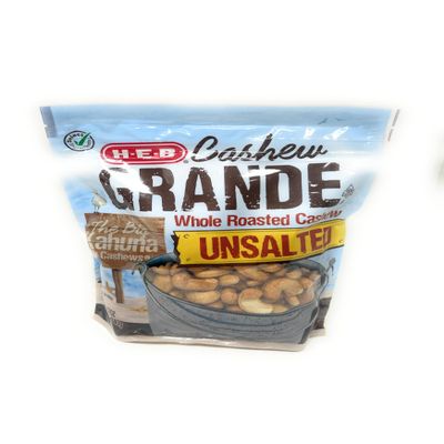 HEB HEB Cashew Grande Unsalted Roasted Whole Cashews 12oz - 1 bag