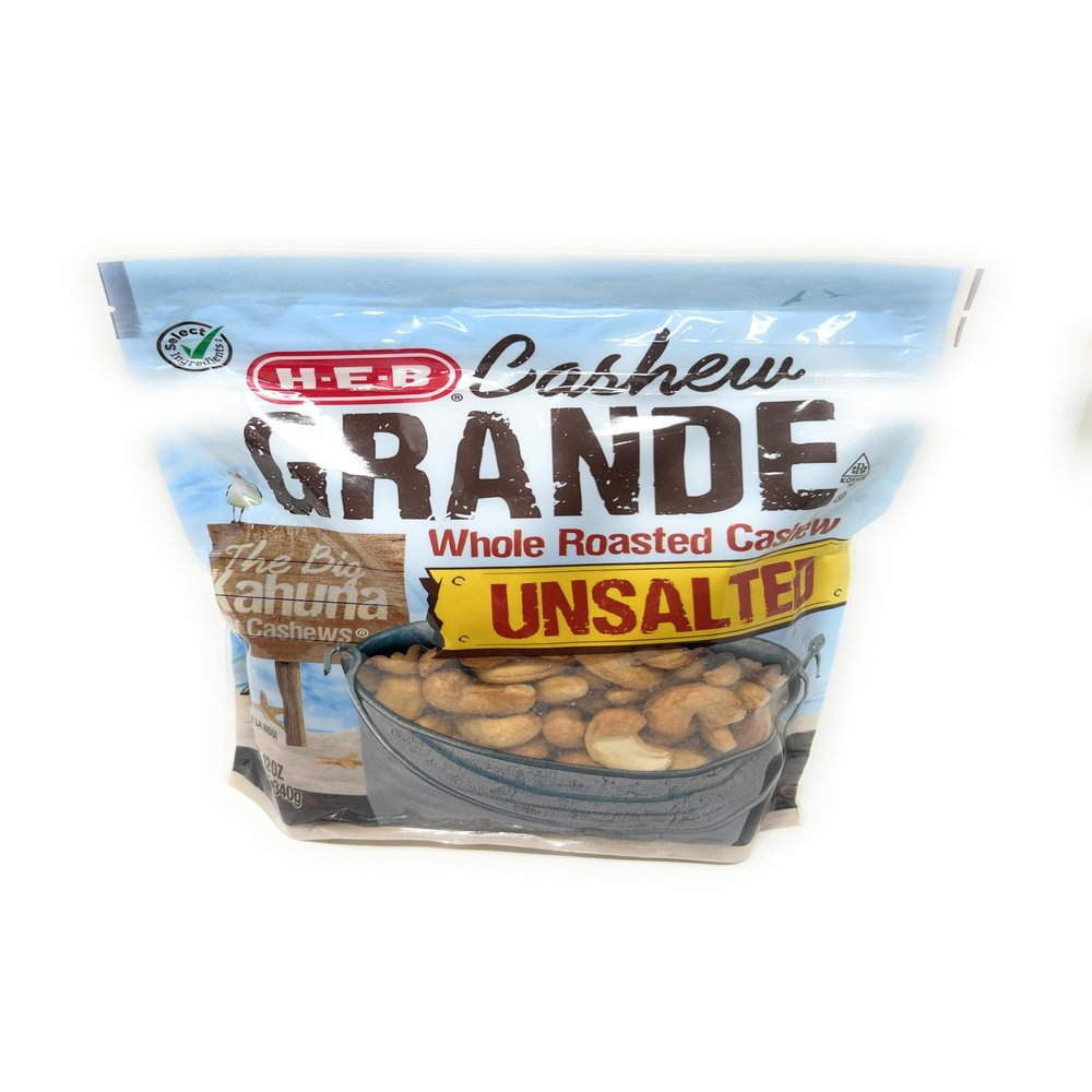 HEB HEB Cashew Grande Unsalted Roasted Whole Cashews 12oz - 1 bag