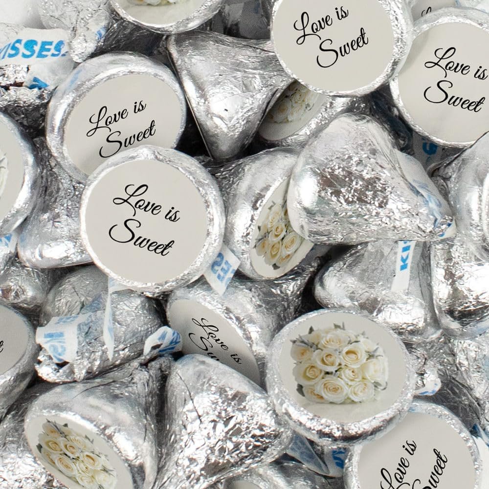 90 Pcs Wedding Candy Party Favors Milk Chocolate Kisses with Stickers - Floral