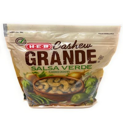 HEB HEB Cashew Grande Roasted Whole Cashews Salsa Verde 11oz - 1 bag