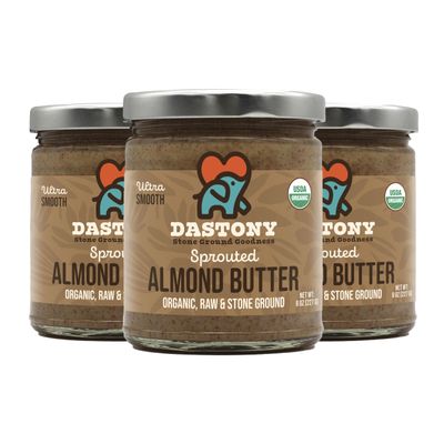 Dastony Organic Raw Sprouted Almond Butter, 8 oz | Only One Ingredient | Vegan, Paleo and Keto Friendly, Non GMO, Gluten-free - Pack of 3