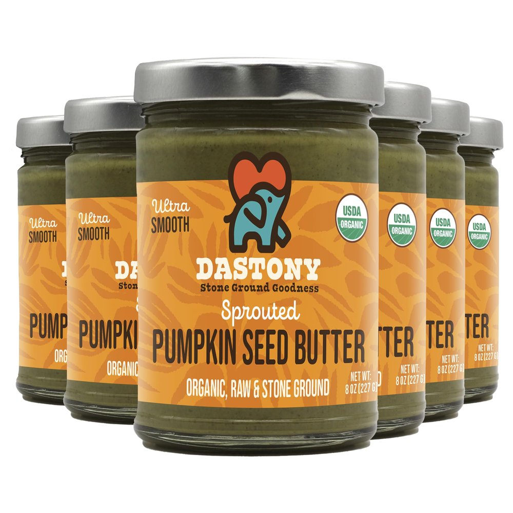 Dastony Organic Raw Sprouted Pumpkin Seed Butter, 8 oz | Only One Ingredient | Vegan, Paleo and Keto Friendly, Non GMO, Gluten-free - Pack of 6
