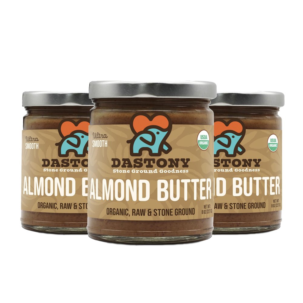 Dastony Organic Raw Almond Butter, 8 oz | Only One Ingredient | Vegan, Paleo and Keto Friendly, Non GMO, Gluten-free - Pack of 3
