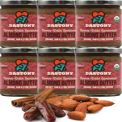Dastony Cinna-Date Sprouted Almond Butter - Raw Almond Butter - 8 oz, Pack of 6
