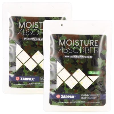 Zarpax Moisture Absorbers For Gun Safe 7.5 oz/212g - Gun Safe Dehumidifier Prevents Corrosion - Protects Gun & Gear - Desiccant Dehumidifier Removes Excess Moisture - Set of 2