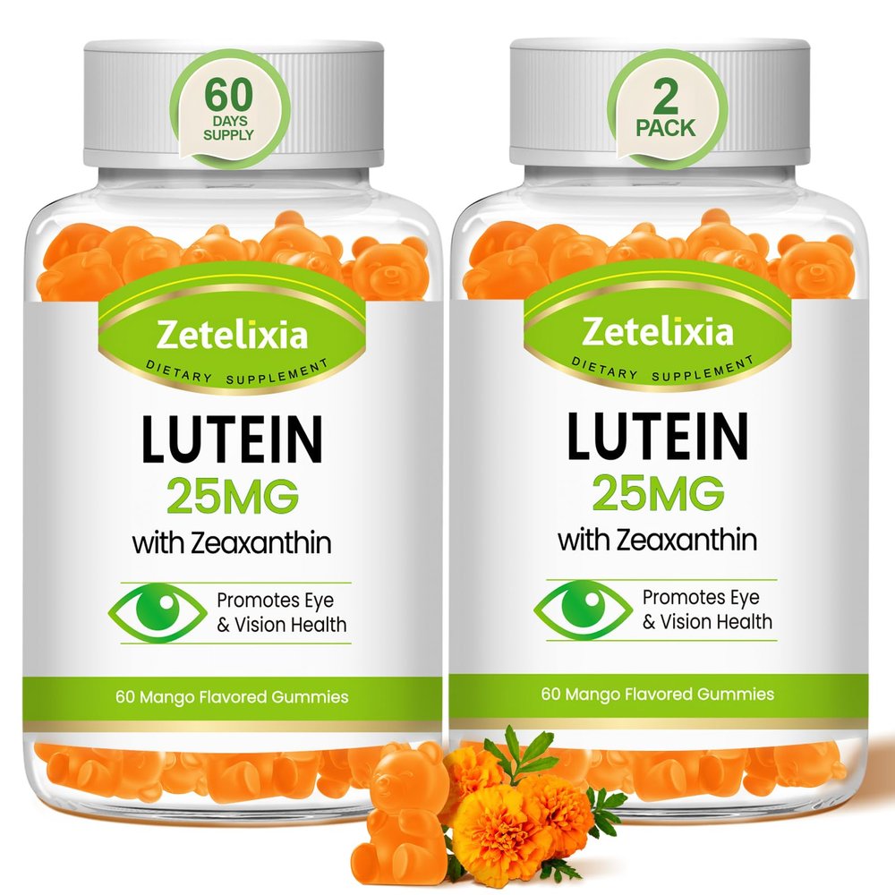 Zetelixia Lutein Gummies 25mg - Eye Vitamins Lutein & Zeaxanthin Eye Health Supplements for Adults,Sugar Free Eye Health Gummies Supplement - Support Vision,Macular,Blue Light Filtering (120 Count)