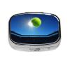 Tennis Ball in The air Print Pill Box 2 Compartment Small Pill Case with Mirror Pill Organizer Portable Medicine Pillbox for Travel Pocket Purse view 1