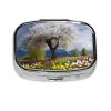 VTCTOASY Tree Flowers Nature Scenery Print Pill Box 2 Compartment Small Pill Case with Mirror Pill Organizer Portable Medicine Pillbox for Travel Pocket Purse, Black view 1