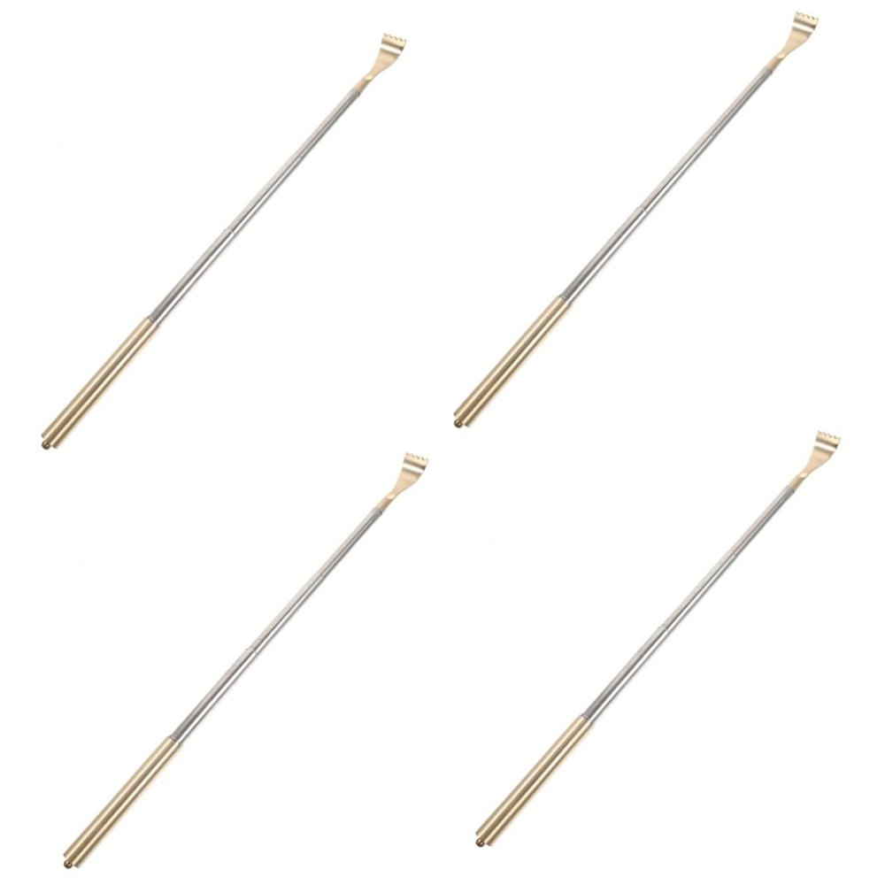 FRCOLOR 4pcs Extendable Metal Back Scratcher Itch Relief Tool for Hard Reach Areas for Men and Women Convenient Storage and Style
