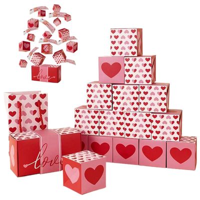 Pesoncarl Gift Boxes, Explosion Gift Box Pop out Money Gift Box with 15PCS Small Folding Bouncing Box Exploding Money Box for Cash Gift for Anniversary, Valentine Day Surprising Gift