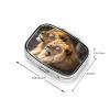 Two Lions Print Pill Box 2 Compartment Small Pill Case with Mirror Pill Organizer Portable Medicine Pillbox for Travel Pocket Purse view 3