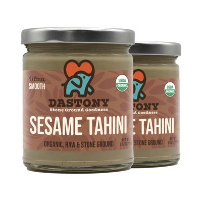 Dastony Organic Raw Sesame Tahini Seed Butter, 8 oz | Only One Ingredient | Vegan, Paleo and Keto Friendly, Non GMO, Gluten-free - Pack of 2