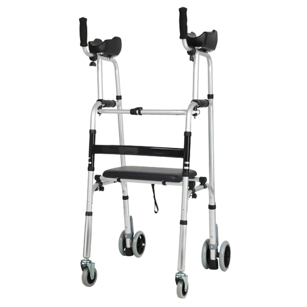 Upright Rollator Walker with Seat & Armrest Foldable Lightweight, Portable Adjustable Height Rolling Walker for Elderly/Disabled, Load 220lbs (Size : 2 Wheels) Feito na China