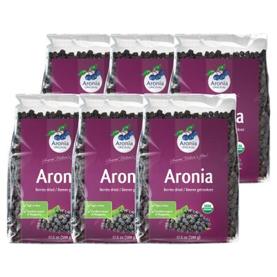 Aronia Original Organic Dried Aronia Berries Chokeberries, 6 x 17.6 oz