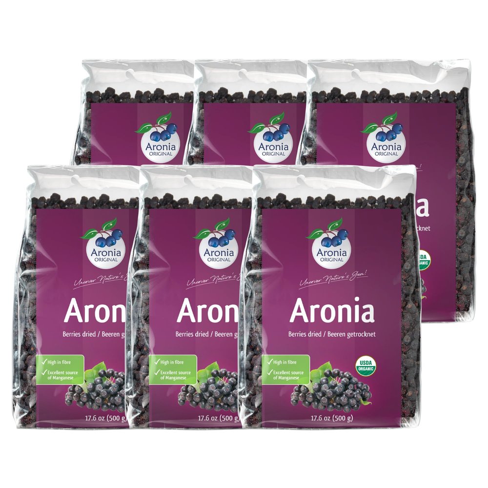 Aronia Original Organic Dried Aronia Berries Chokeberries, 6 x 17.6 oz