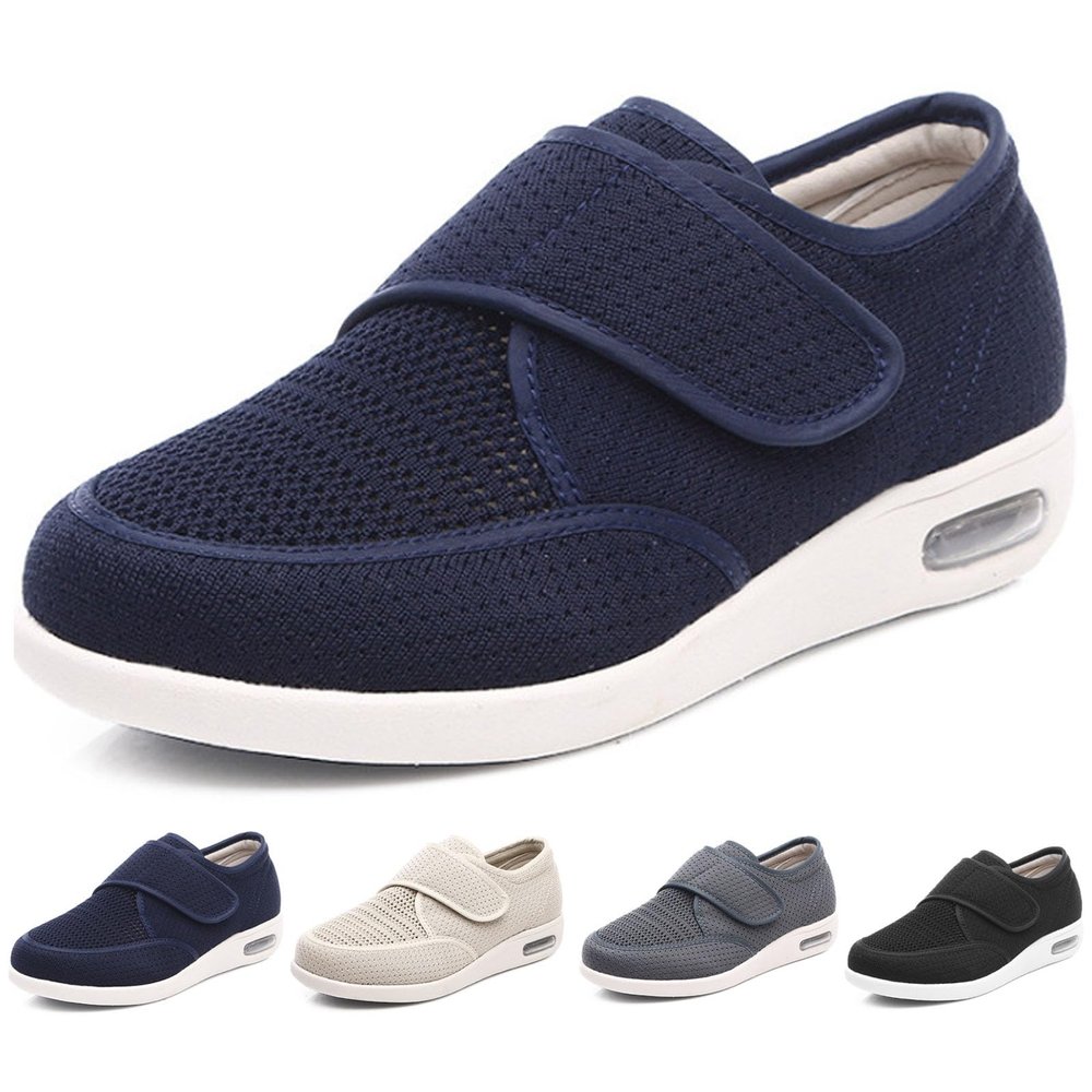 Diabetic Shoes for Elderly Men,Adjustable Lightweight Non-Slip Orthopedic Walking Shoes for Elderly Hammertoe Arthritis Swollen Feet Men 4.5/Women 5.5