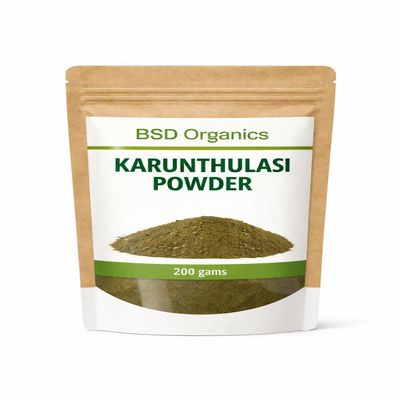 BSD Organics Karunthulasi Powder/Black Tulsi Powder/Krishna Thulasi/Ocimum Sanctum/Shayama Leaves Tulasi Powder - 100 Gm/Oz
