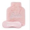 Barbie Womens Hot Water Bottle & Eye Mask Set | Ladies & Girls Pink Furry Heat Pad and Satin Sleep Eye Cover | Gift Bundle view 1
