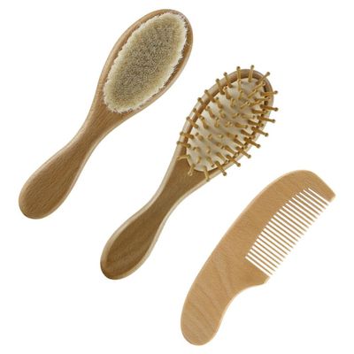 FOMIYES 1set Boy Girl Hair Brush and Wooden Comb Set Gentle Wool Brush for Newborn Scalp Care Essential Hair Care Supplies Box