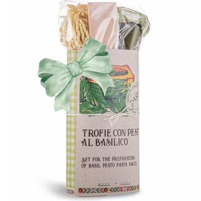 Artigiani dei Sapori Pasta Gift Set with Trofie Pasta and Basil Pesto Sauce, Includes Spoon