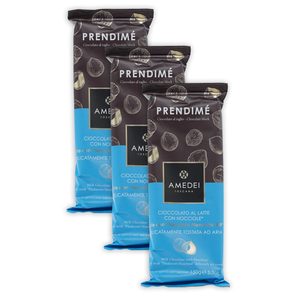 Amedei Prendim Milk Chocolate w/Hazelnuts 150g - 3 Pack