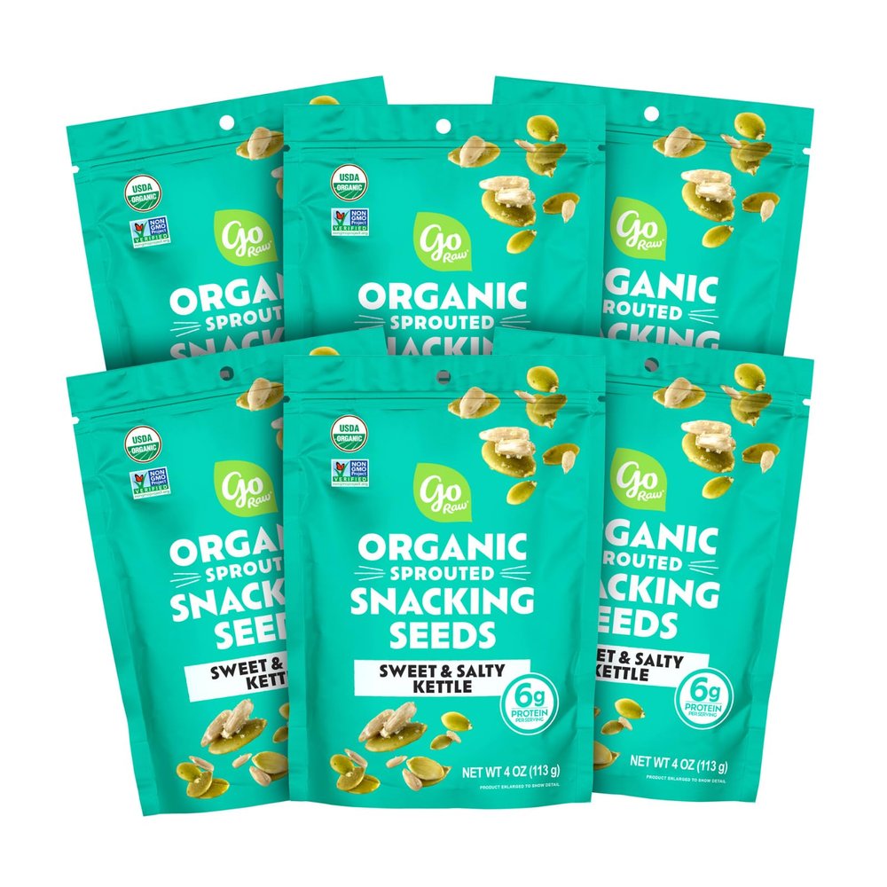 Go Raw Organic Sprouted Sweet & Salty Kettle Snacking Seeds, 4 oz, 6 Pack, Pumpkin & Sunflower Seeds, Keto, Kosher