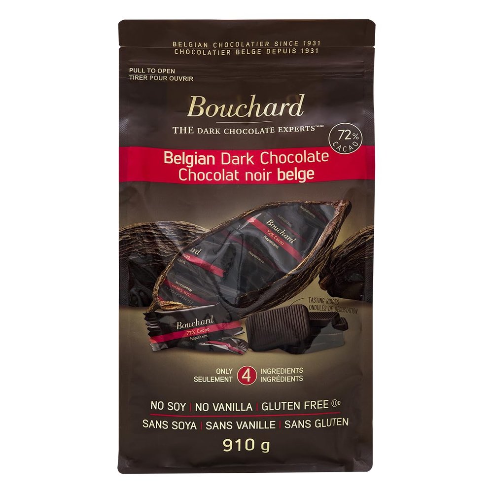 Bouchard Premium Belgian Dark Chocolate with 72% Cacao | Individually Wrapped Pieces (2 LB) (2 pack)