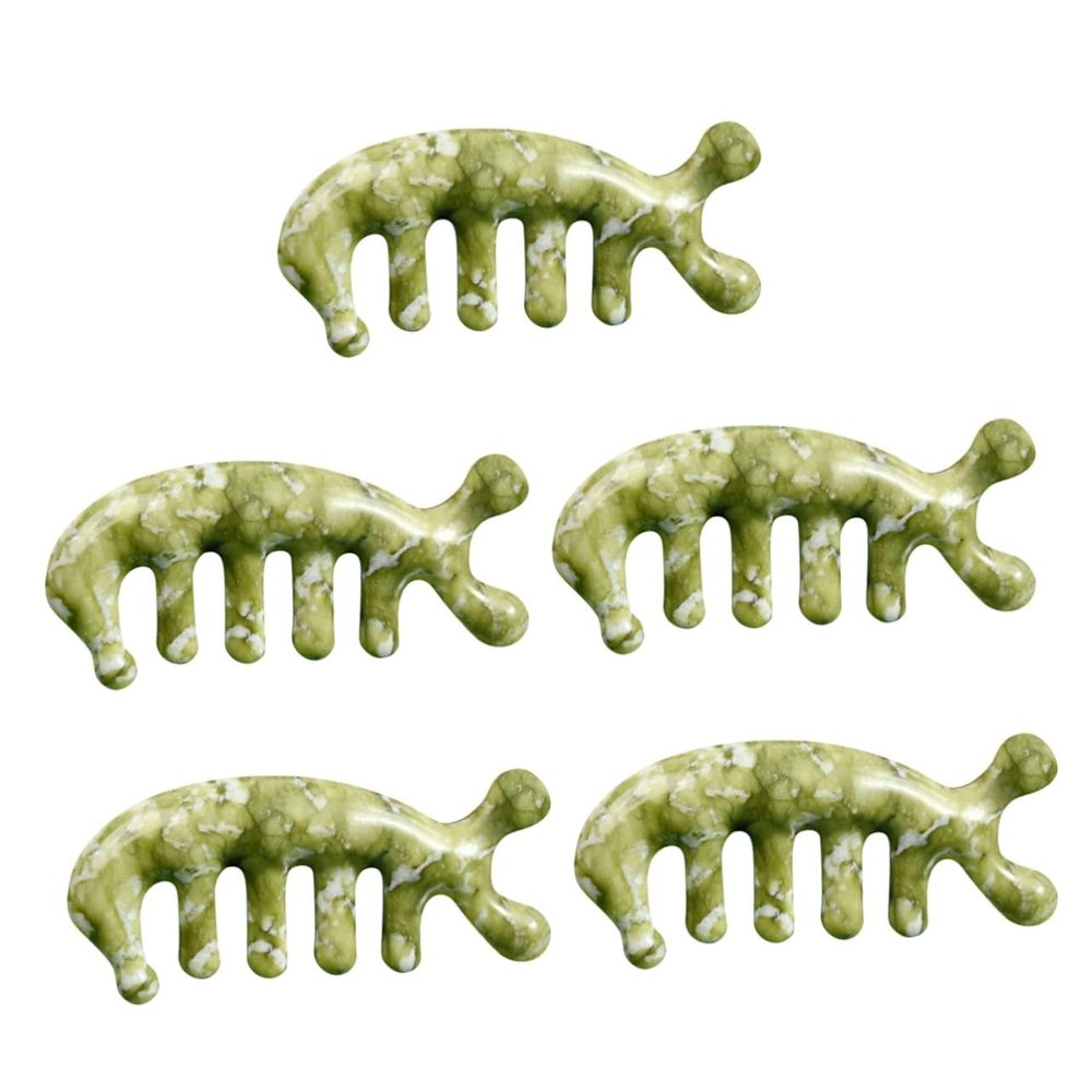 Beaupretty 5pcs Jade Scalp Massager Comb Body Acupoint Massager Tool Creative Massage Comb for Hair Styling