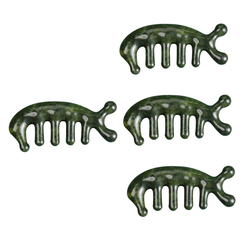 Beaupretty 4pcs Jade Scalp Massager Wide Tooth Comb Handheld Hair Scalp Massager Brush