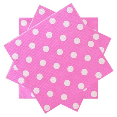 AYAROS White Polka Dots Pink Napkins, 2-Ply Napkins Disposable,Wedding Napkins Party Birthday Graduation Shower (White Dots/Pink),40 pcs 6.5 in