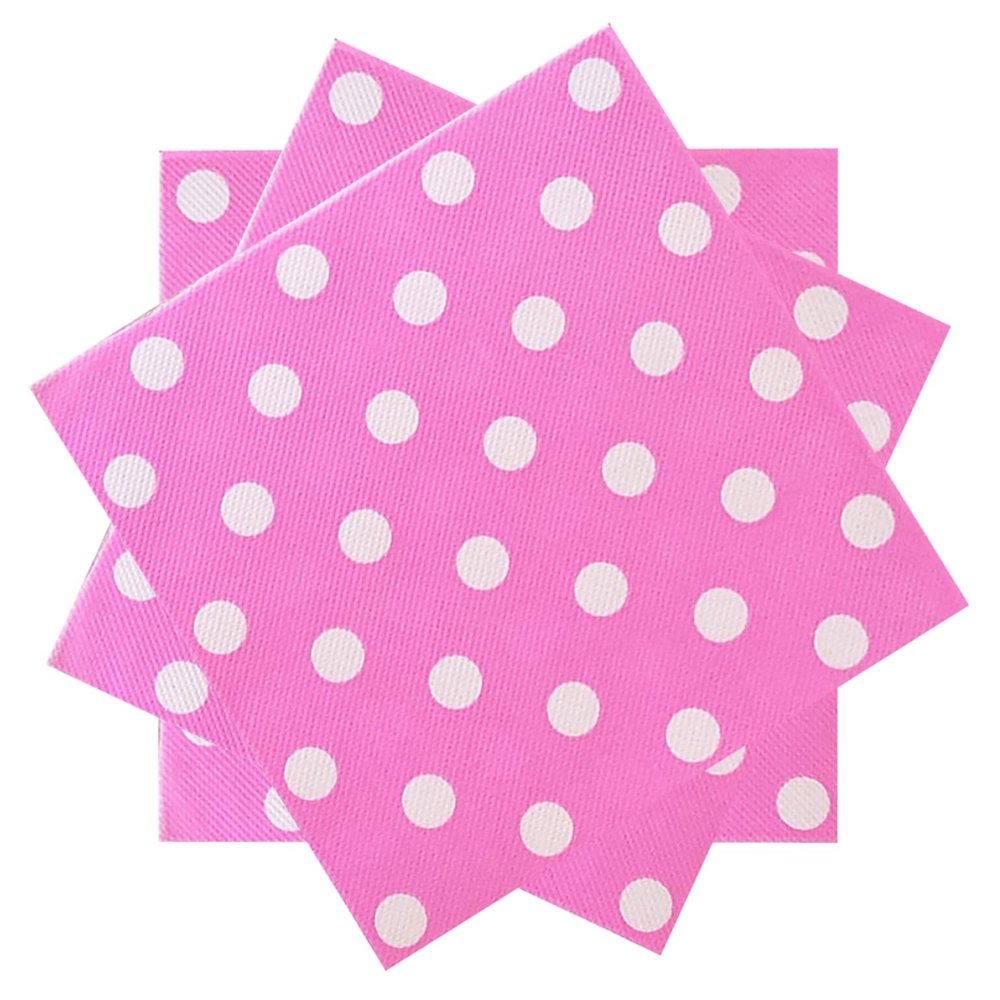 AYAROS White Polka Dots Pink Napkins, 2-Ply Napkins Disposable,Wedding Napkins Party Birthday Graduation Shower (White Dots/Pink),40 pcs 6.5 in