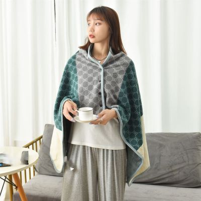 HDNSYNE Soft Fleece Button Down Bed Jacket with Pockets, Multi-Purpose Blanket Thickening Blanket, for Elderly, Shoulder Shawl
