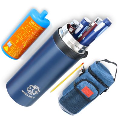Insulin Cooler Travel Case, Insulin Travel Case, TSA Approved, Extra-Large Insulated Design for 7 Pens, 2lb Weight, Keeps Medication Cool for 48H on Long Trips, Includes Bottle Holder & Thermometer