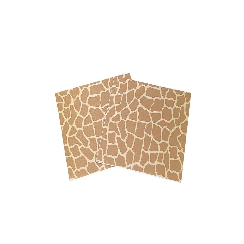 40Pcs Safari Giraffe Animal Print Napkins Disposable Jungle Animals Giraffe Dinner Paper Napkins Texture Tableware Birthday Shower Party Supplies 6.5 Inch